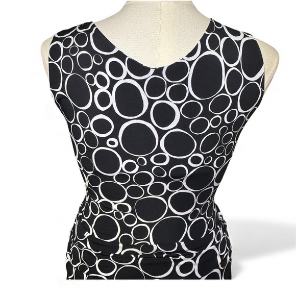 Talbots Petites Black White Circle Print V Neck Sheath Dress Size 8 - Picture 5 of 7